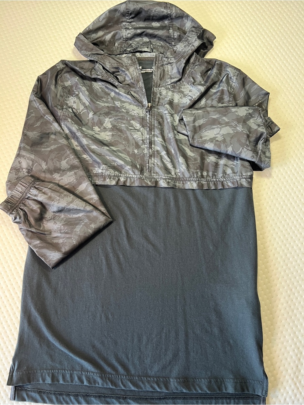 Under Armour Men Sz M Half-Zip Hooded Camo Black 1/2 Windbreaker NWOT